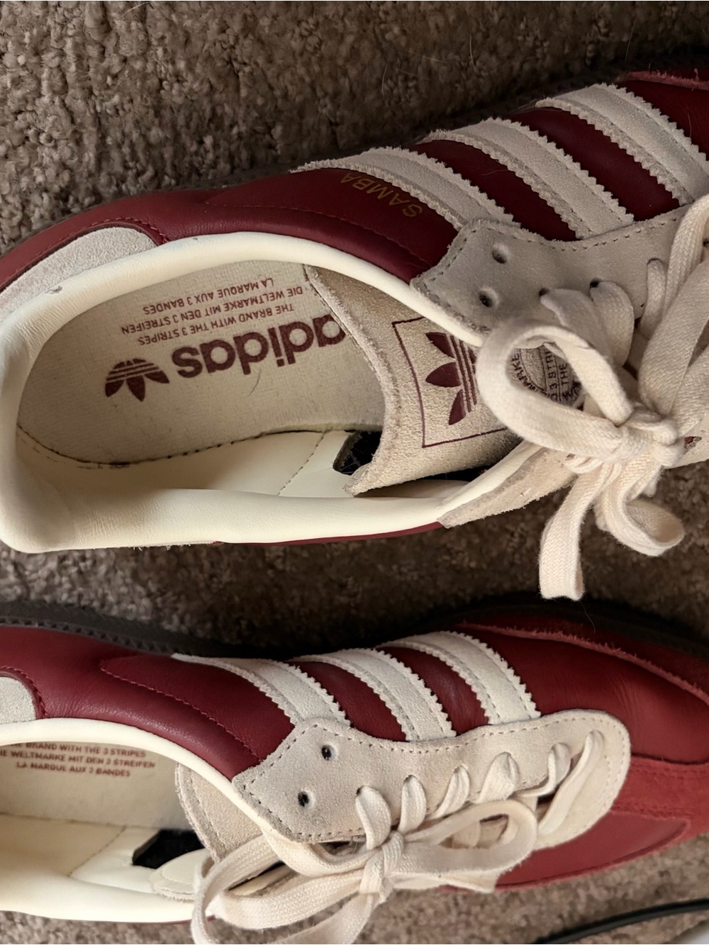adidas Samba Sneakers in Burgundy and Cream